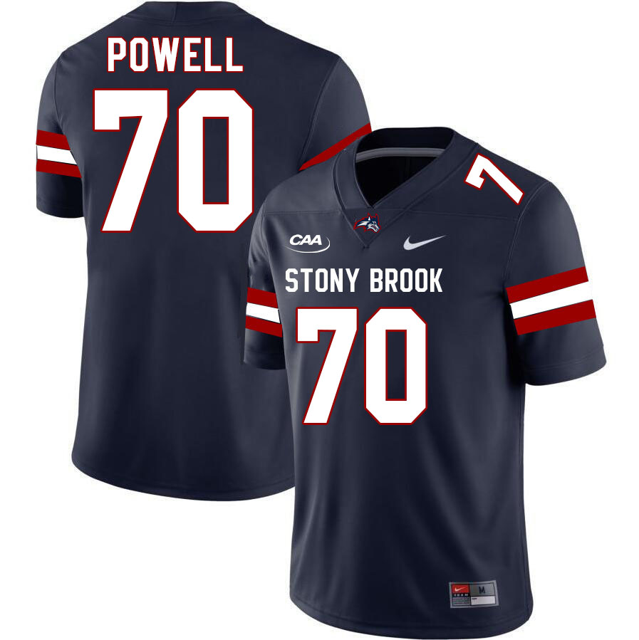 Stony Brook Seawolves #70 Damion Powell College Football Jerseys Stitched-Navy